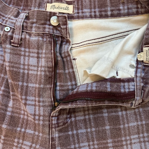 Madewell Perfect Vintage Straight Leg Cabernet Plaid Jeans - Picture 4 of 10